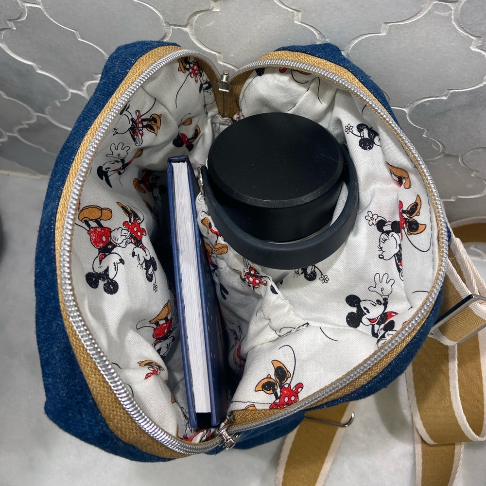 Charming Handmade Blue and Tan DISNEY Sling Bag